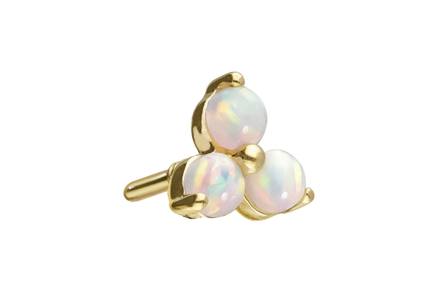 14 Karat Gold Schraubaufsatz mit Außengewinde BLUME + 3 SYNTHETISCHE OPALE von Piercingline